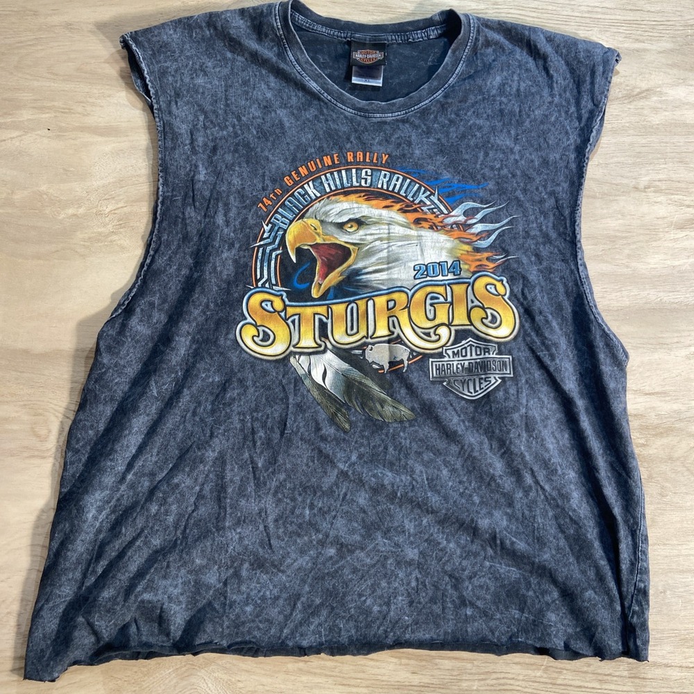 Harley Davidson Men's Size XL 2014‎ Sturgis Black Hills Rally Sleeveless Shirt